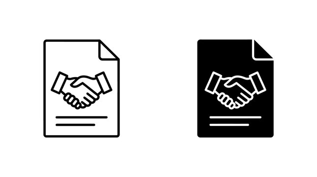 Business handshake agreement contract icon for professional partnership and legal documents.