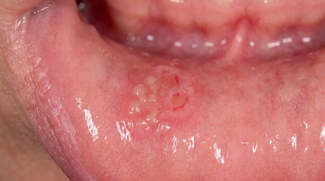 Oral Herpetic Lesions &ndash; Non-Graphic Medical Background
