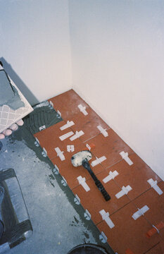 Analog Film Photograph of Tile Installation