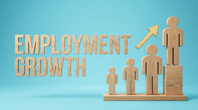 Employment growth illustration with climbing figures