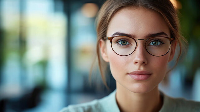 Close-up portrait of a young job candidate listening attentively during a recruitment interview, slightly nervous but optimistic expression, modern office softly blurred behind, hi