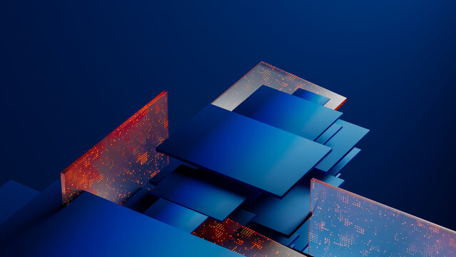 Glowing Data Panels on a Dark Technology Background