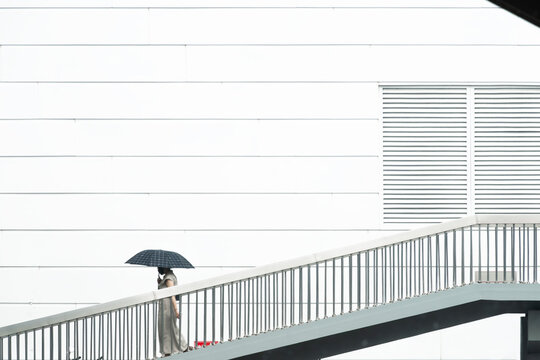 A woman walked through a passage