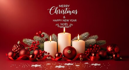 Fototapeta premium Christmas and New Year celebration with candles and ornaments