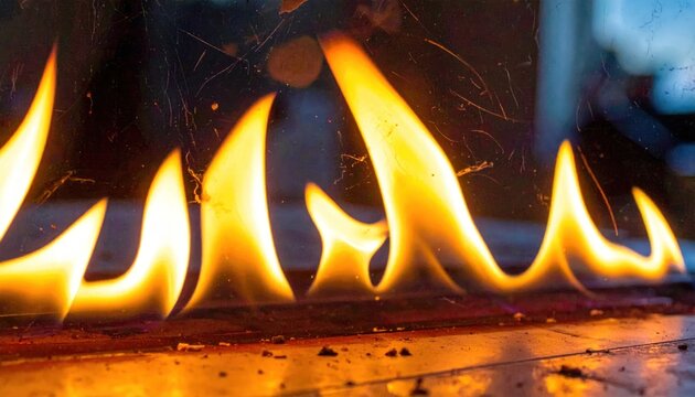 Close up shot of bright yellow burning flames.