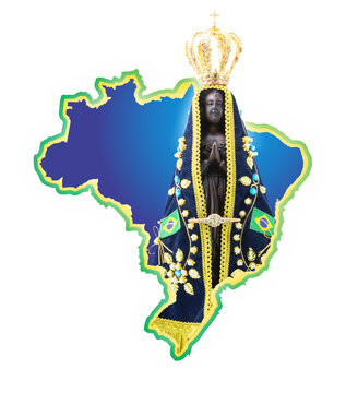 Nossa Senhora Aparecida, Padroeira do Brasil. Estampa. Ilustra&ccedil;&atilde;o