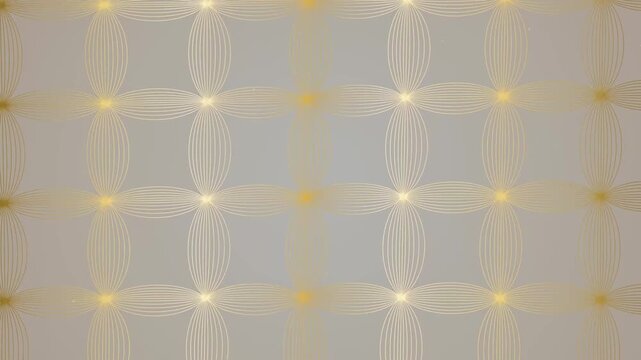 elegant luxury gold geometric seamless pattern with intersecting fine line art oval shapes on soft gray background vector illustration