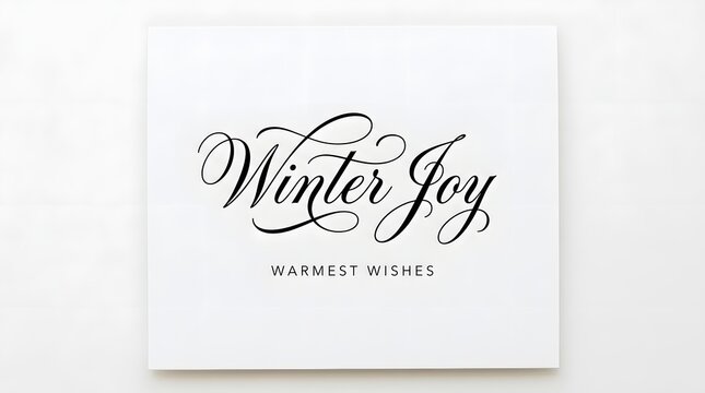 Winter joy greeting card with calligraphy lettering isolated on white background