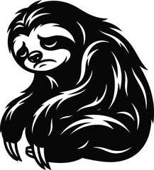 Fototapeta premium A striking black silhouette of a sloth clinging to a branch showcasing its peaceful and relaxed nature