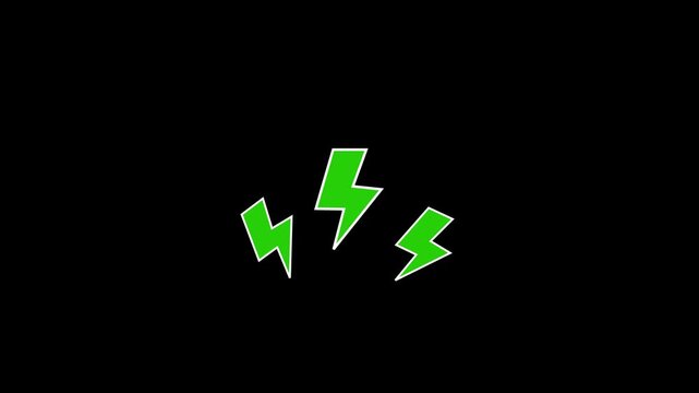 Doodle lightning energy symbol animation. lightning bolt icon on transparent background.