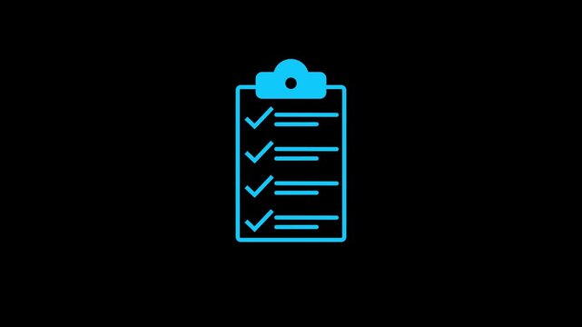 Document clipboard icon. Checklist document icon with task completion animation.