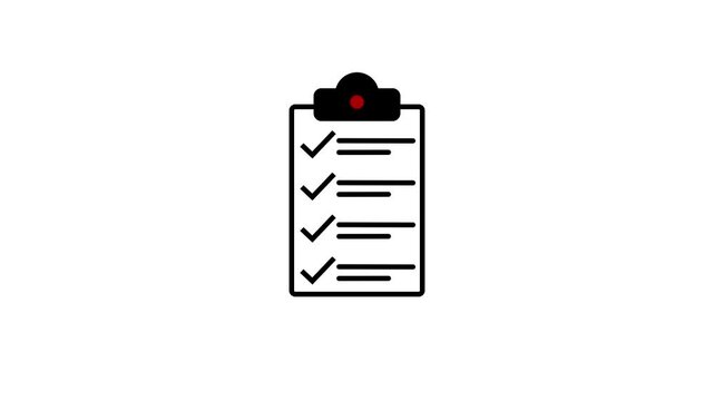 Document clipboard icon. Checklist document icon with task completion animation.