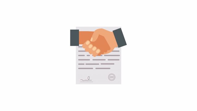Business handshake icon for official agreement on legal document. Suitable for business presentations, contracts, agreements, and professional documents.