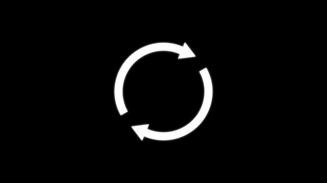 Circular refresh reload icon animation with rotating arrows. Refresh reload symbols, recycle signs, and repeat round arrow.