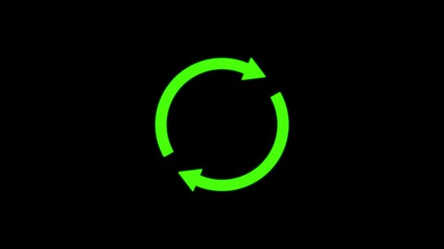 Circular refresh reload icon animation with rotating arrows. Refresh reload symbols, recycle signs, and repeat round arrow.