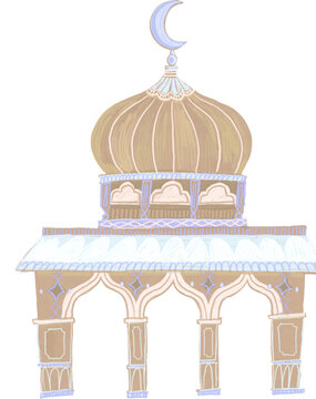 Hand drawn colorful mosque element - Beige Brown