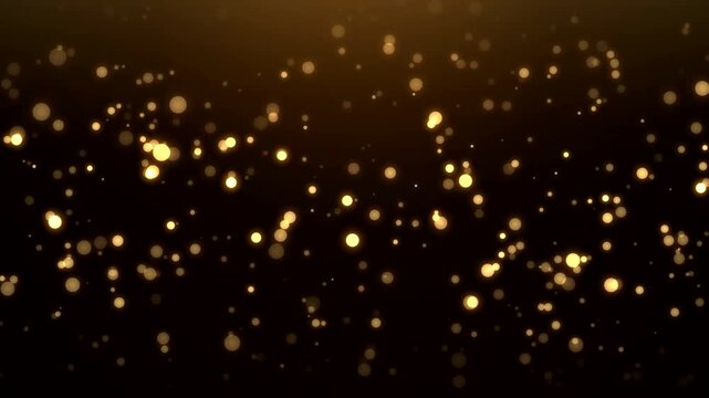 Golden Glitter Particles and Sparkles Rising Upwards on Dark Luxury Background