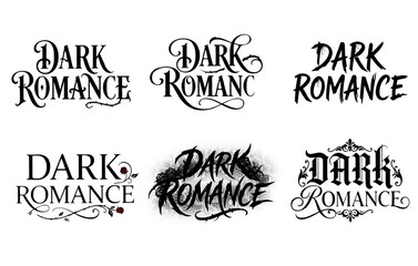 Dark romance typography bundle, gothic and edgy lettering set for book covers, isolated on white © YASHH