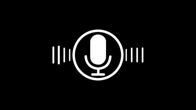 voice recording and podcast mic microphone button icon animation, 4k motion graphic animation.