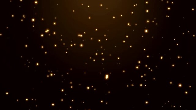 Falling Golden Sparks and Glowing Particle Rain on Dark Background