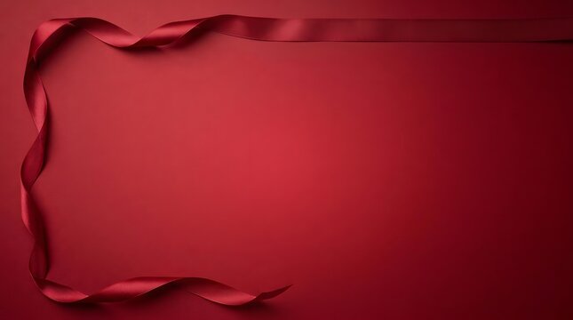 A stunning and vibrant crimson red background with elegant flowing ribbon accents perfect for festive christmas greetings holiday announcements