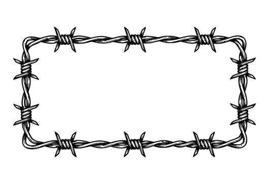 frame with barbed wire