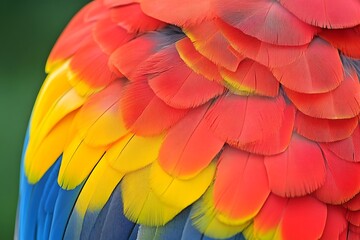 Fototapeta premium Vibrant macaw parrot feathers close up