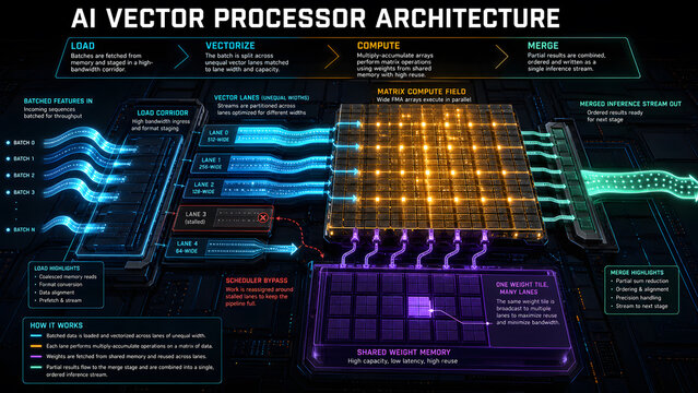 AI Vector Processor Architecture and Matrix Compute Infographic