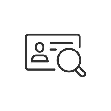 ID document scanning, linear icon. Identity verification and document recognition. Line with editable stroke.