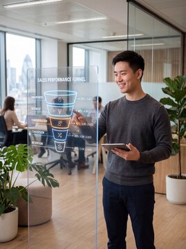 Young Professional Analyzing Enterprise Software Sales Funnel