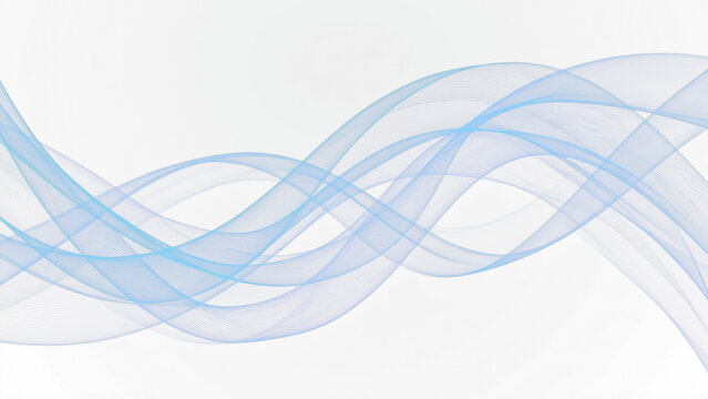 Intertwined blue ribbon waves crossing smoothly isolated on transparent background for dynamic motion art