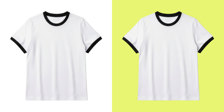 Blank white ringer t-shirt template front view