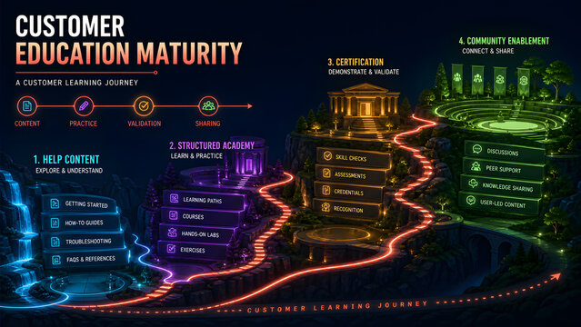 Customer Education Maturity and Certification Infographic