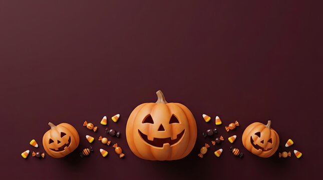 A spooky halloween still life featuring jack o' lanterns cobwebs and a dark festive autumnal atmosphere for celebrations