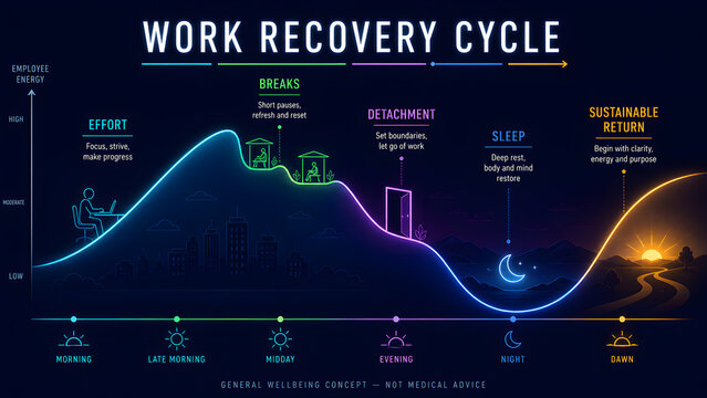 Work Recovery Cycle Balances Effort Detachment and Sleep Infographic