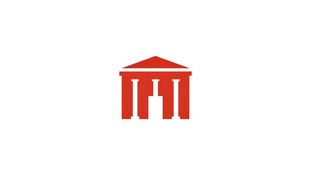 Red classical building icon with columns
