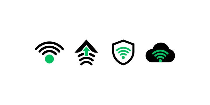 WiFi Wireless Network Internet Connection and Cloud Connectivity Icons
