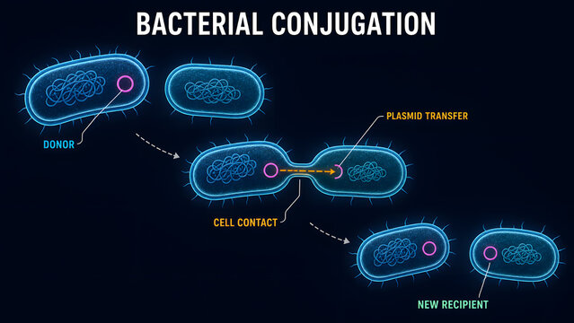 Bacterial Conjugation and Plasmid Transfer Infographic