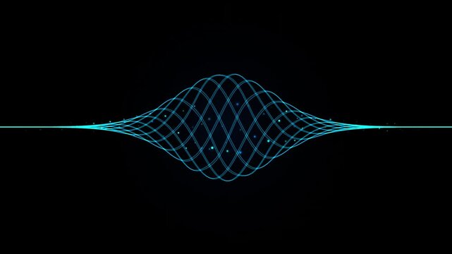 Glowing blue wave sound waveform technology graphic