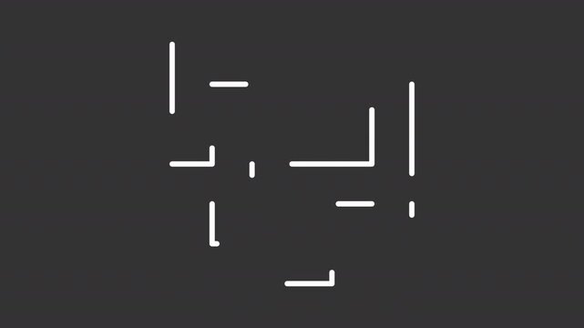Animated maze white line icon. Labyrinth brain teaser game outline animation. Finding exit from tangled situation. Intelligence development. Strategic thinking. Dark mode linear motion graphic loop