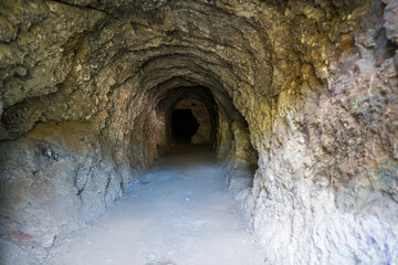 Fototapeta premium Interior of abandoned mine tunnel entrance in Can Palomeres Costa Brava Spain