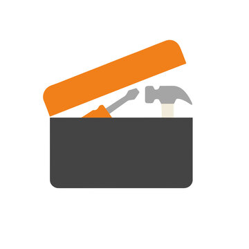 Open toolbox with hammer and screwdriver