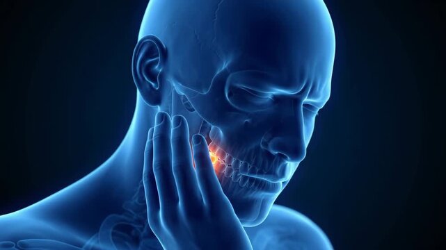 3d medical illustration showing man with severe toothache pain