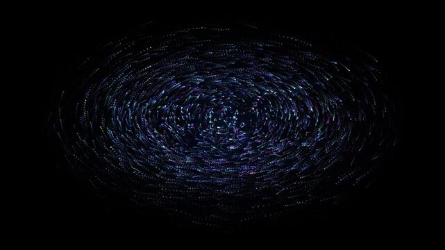 Abstract blue energy particles swirling in darkness with subtle light flares