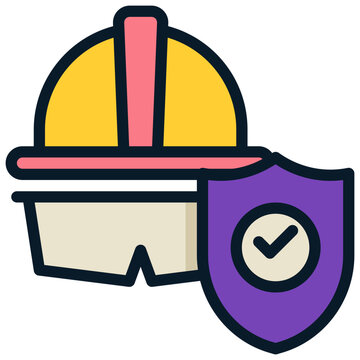 helmet glasses work safety prevent protect filled outline icon