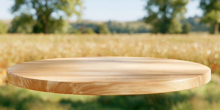 Taupe limewash table surface with a smooth matte finish, set against a blurred golden pumpkin patch for seasonal product mockups and copy space