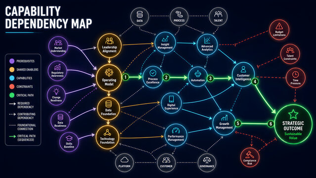 Capability Dependency Map Reveals Prerequisites and Critical Paths
