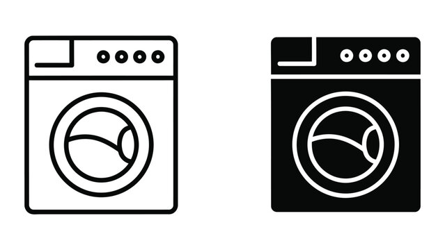 Washing machine for laundry service vector icon set isolated on white background