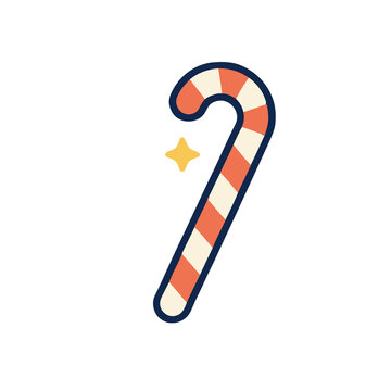 Candy cane and star icon