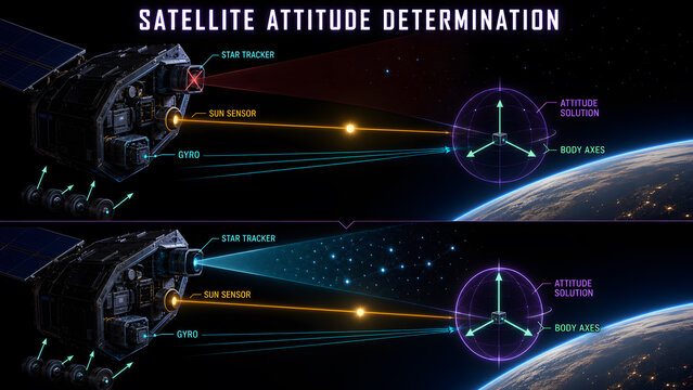 Satellite Attitude Determination Combines Star Sensors and Gyroscopes